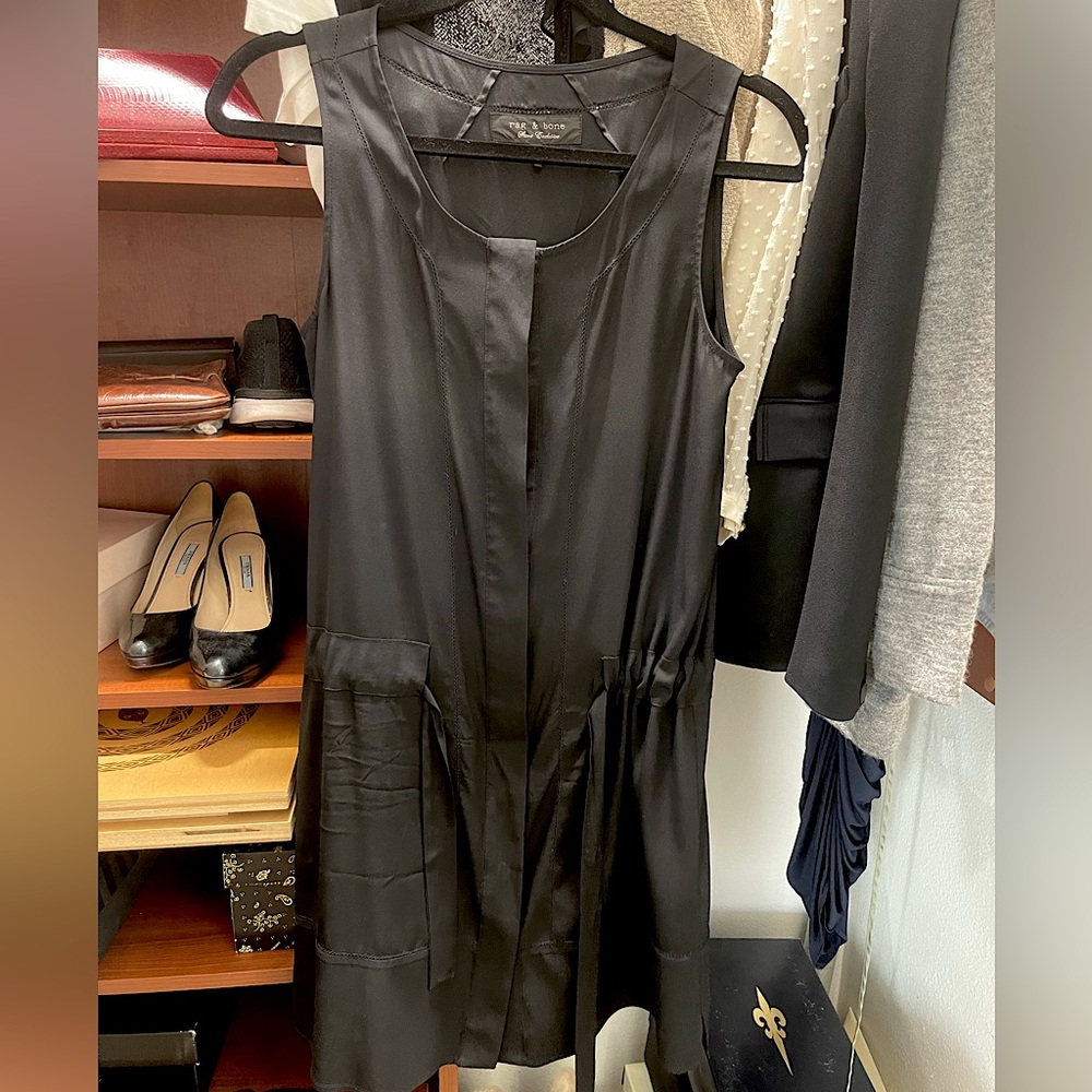 rag & bone Black Silk Button Up Dress In Black Sz0 EUC